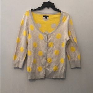 American Eagle Yellow Polka Dot Cardigan - L
